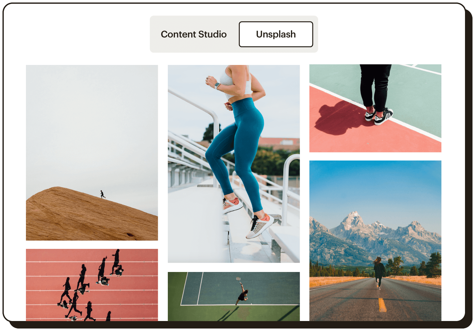 Abstract UI showing various Unsplash images that can be added to a Mailchimp website