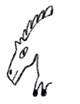 Illustration of a horse head and upper torso