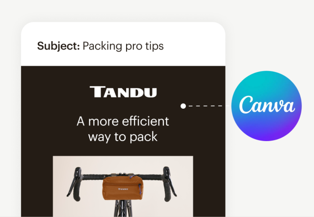 An example marketing email built in Mailchimp, with imported designs from Mailchimp’s Canva integration.