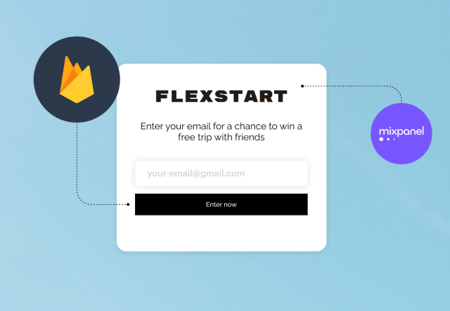 An email signup form using Mailchimp’s Firebase and mixpanel integrations.