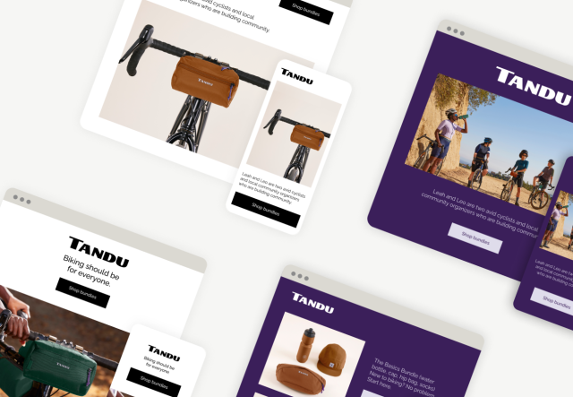 An array of e-commerce websites built in Mailchimp with different brand variations.